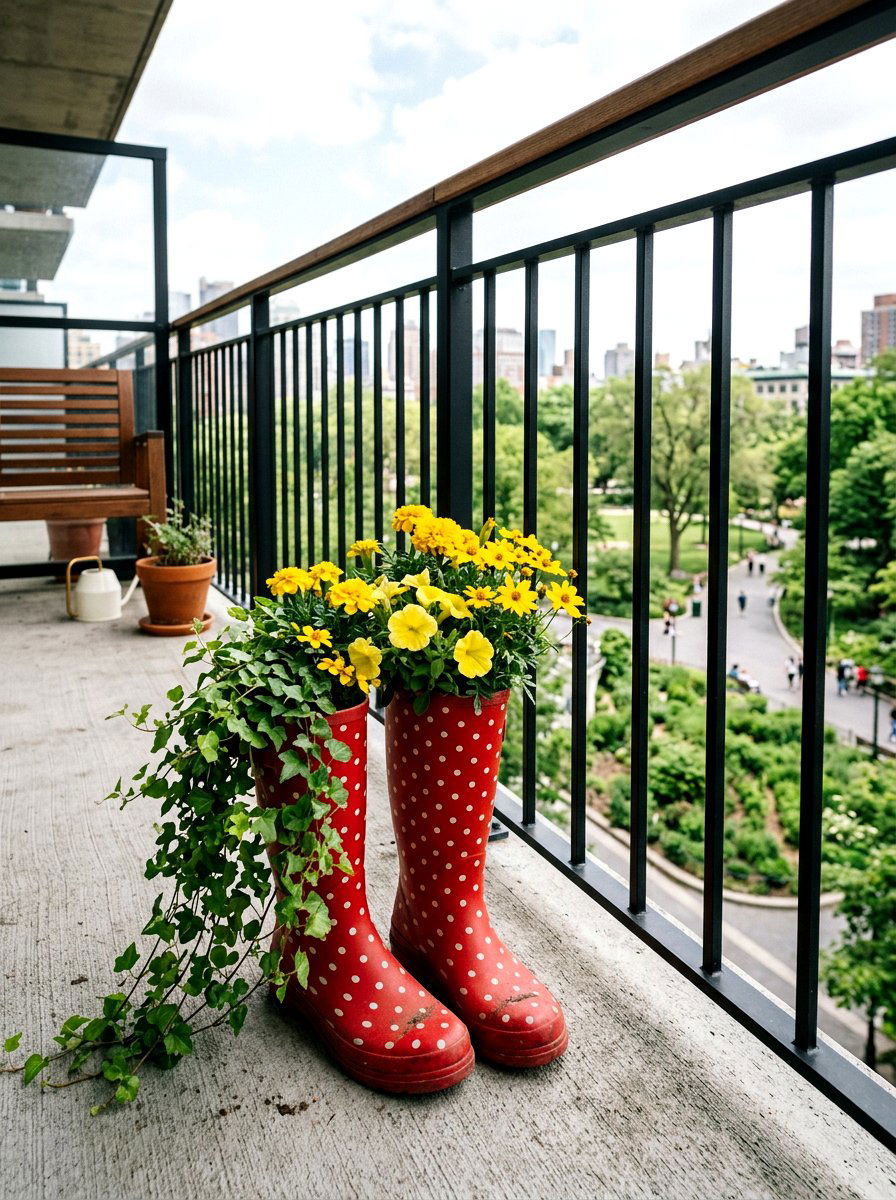 Polka Dot Boot Planter - 25 Spring Boot Planter Ideas