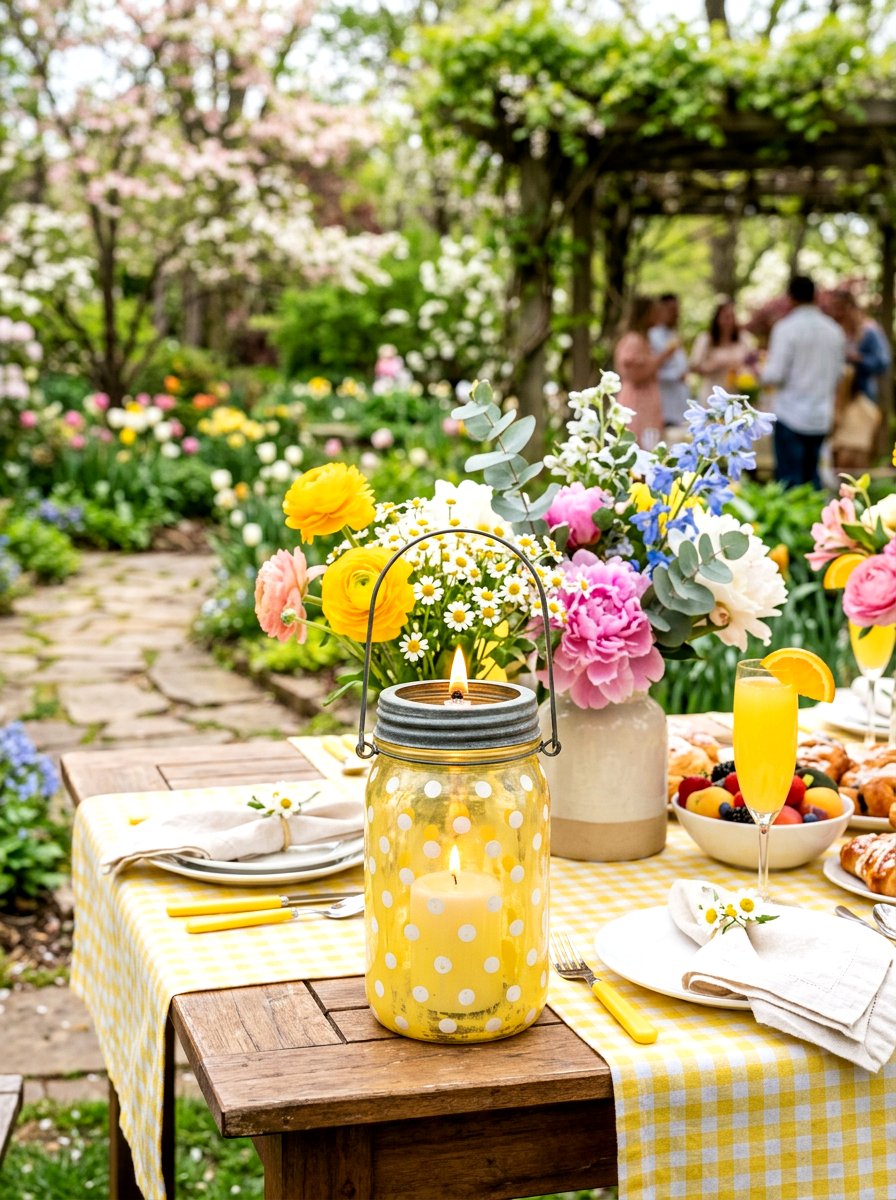 Polka Dot Mason Jar Lantern - 25 Spring Mason Jar Lantern Ideas