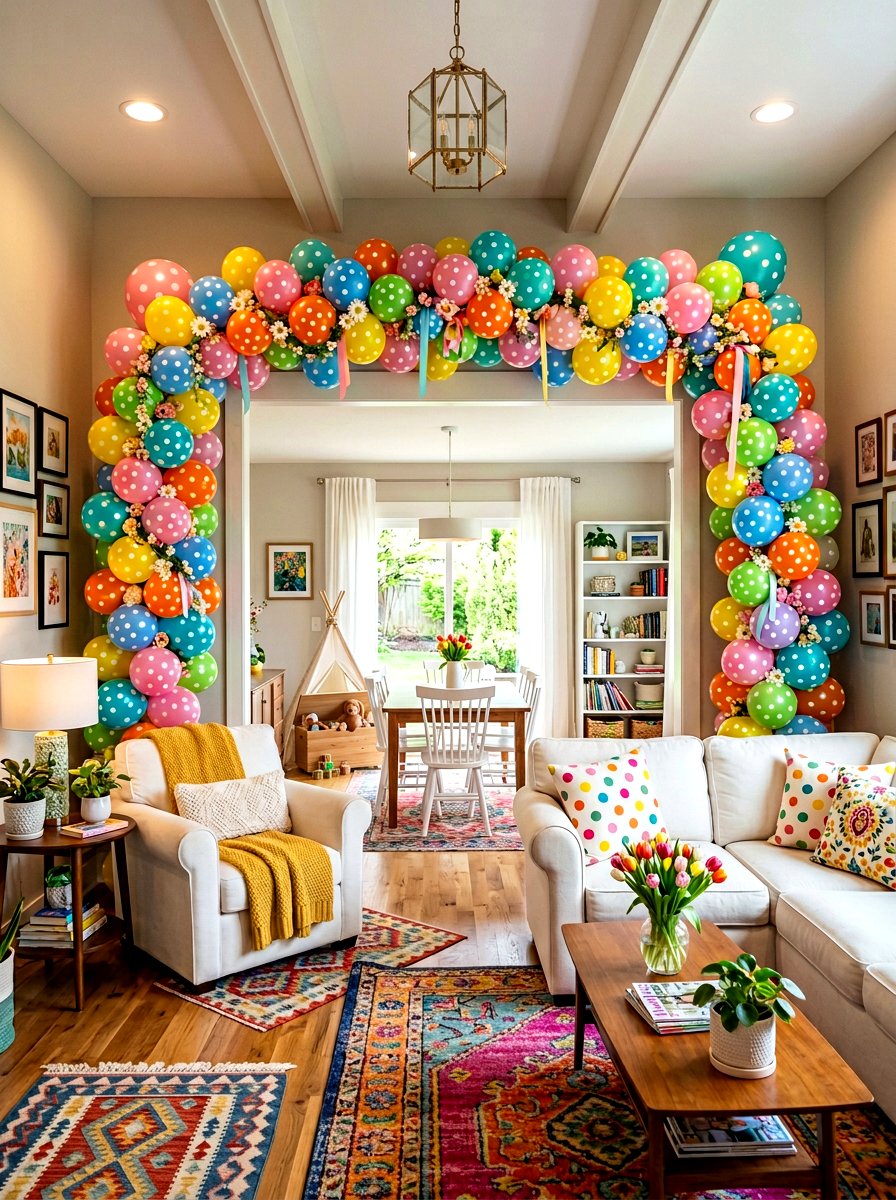 Polka Dot Spring Balloon Arch - 25 Spring Balloon Garland Ideas