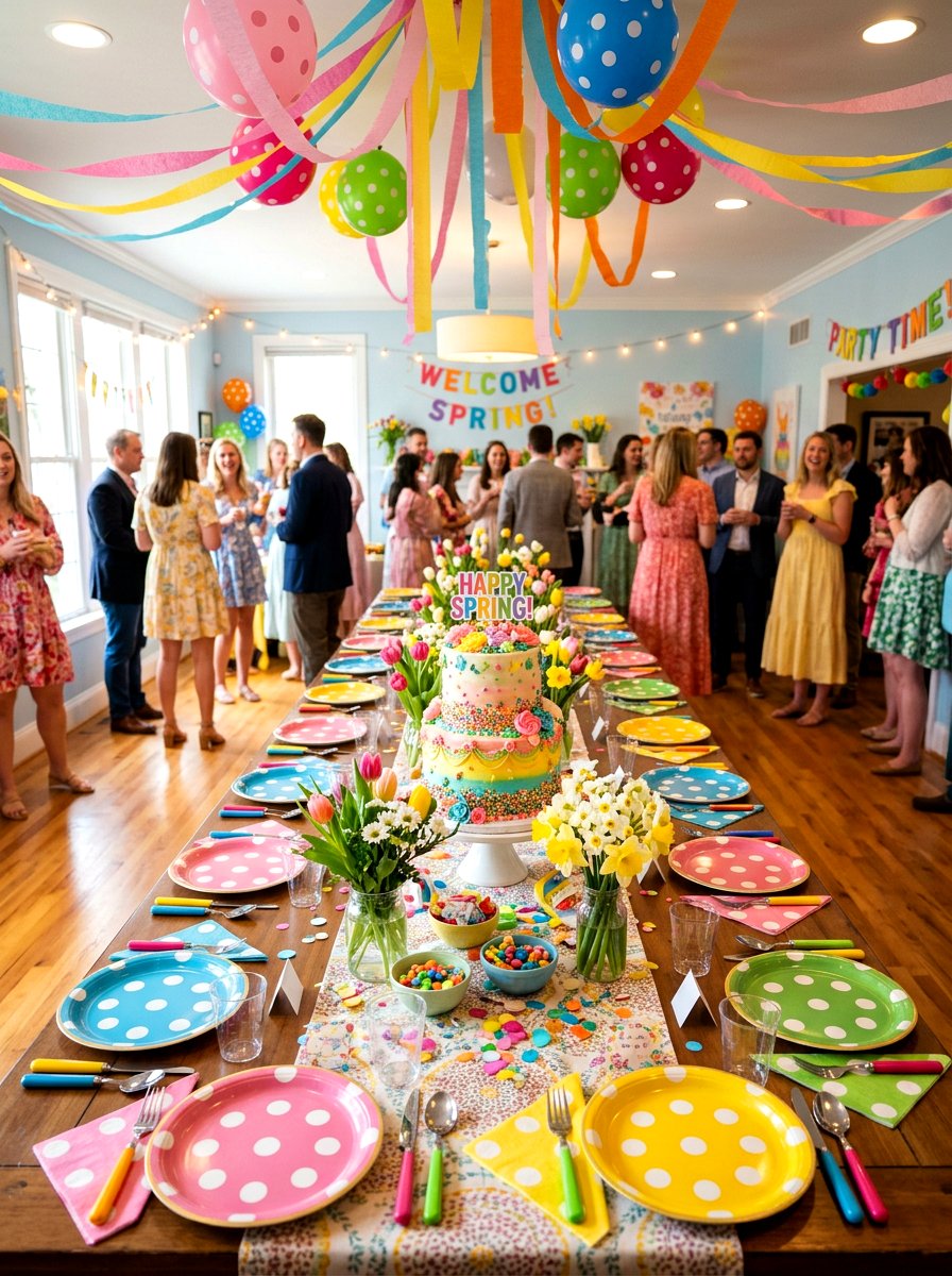 Polka Dot Spring Party Plates - 25 Spring Plate Decor Ideas