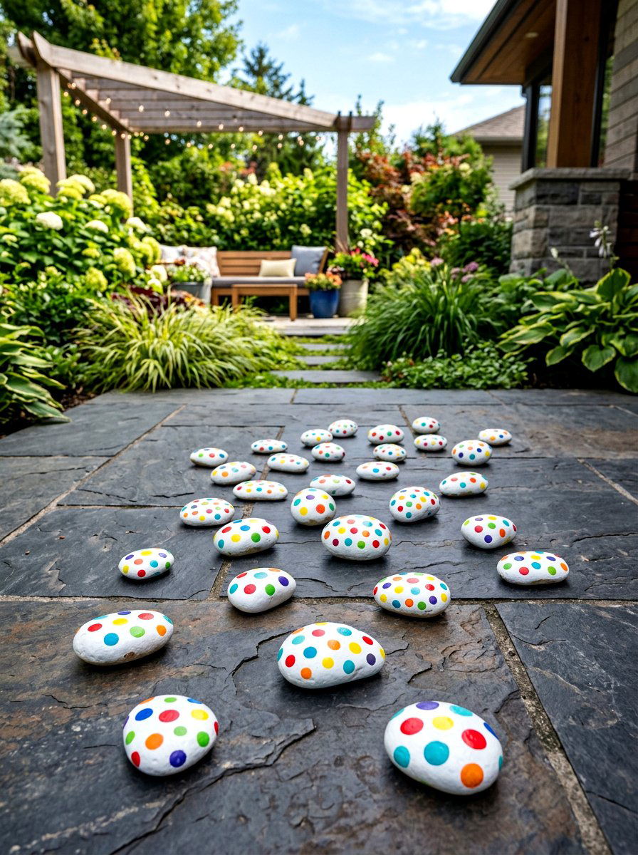 Polka Dot Stone - 25 Spring Painted Rock Ideas for Garden
