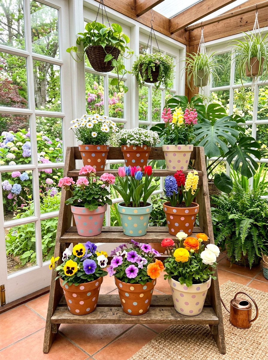 Polka Dot Terra Cotta Pot - 25 Spring Clay Pot Craft Ideas