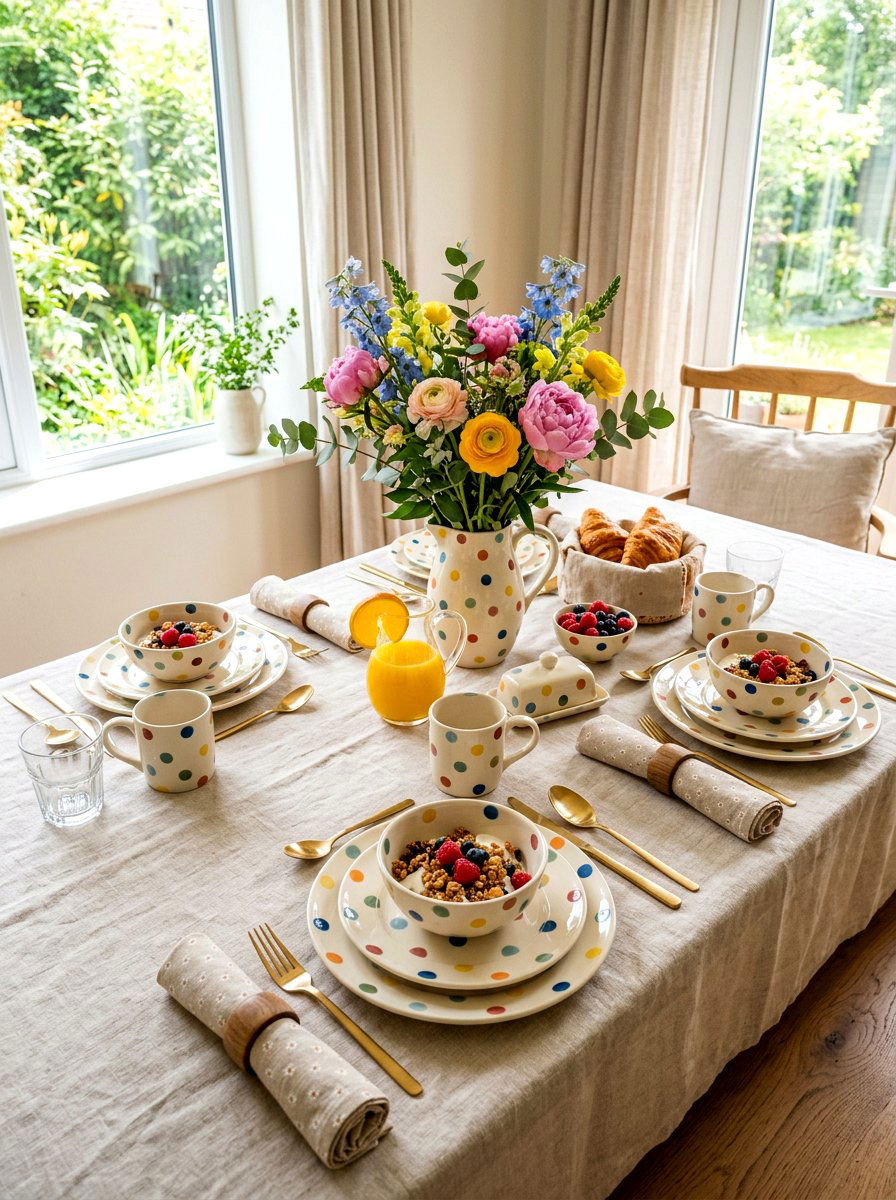 Polka dot dinnerware - 25 Spring Polka Dot Decor Ideas