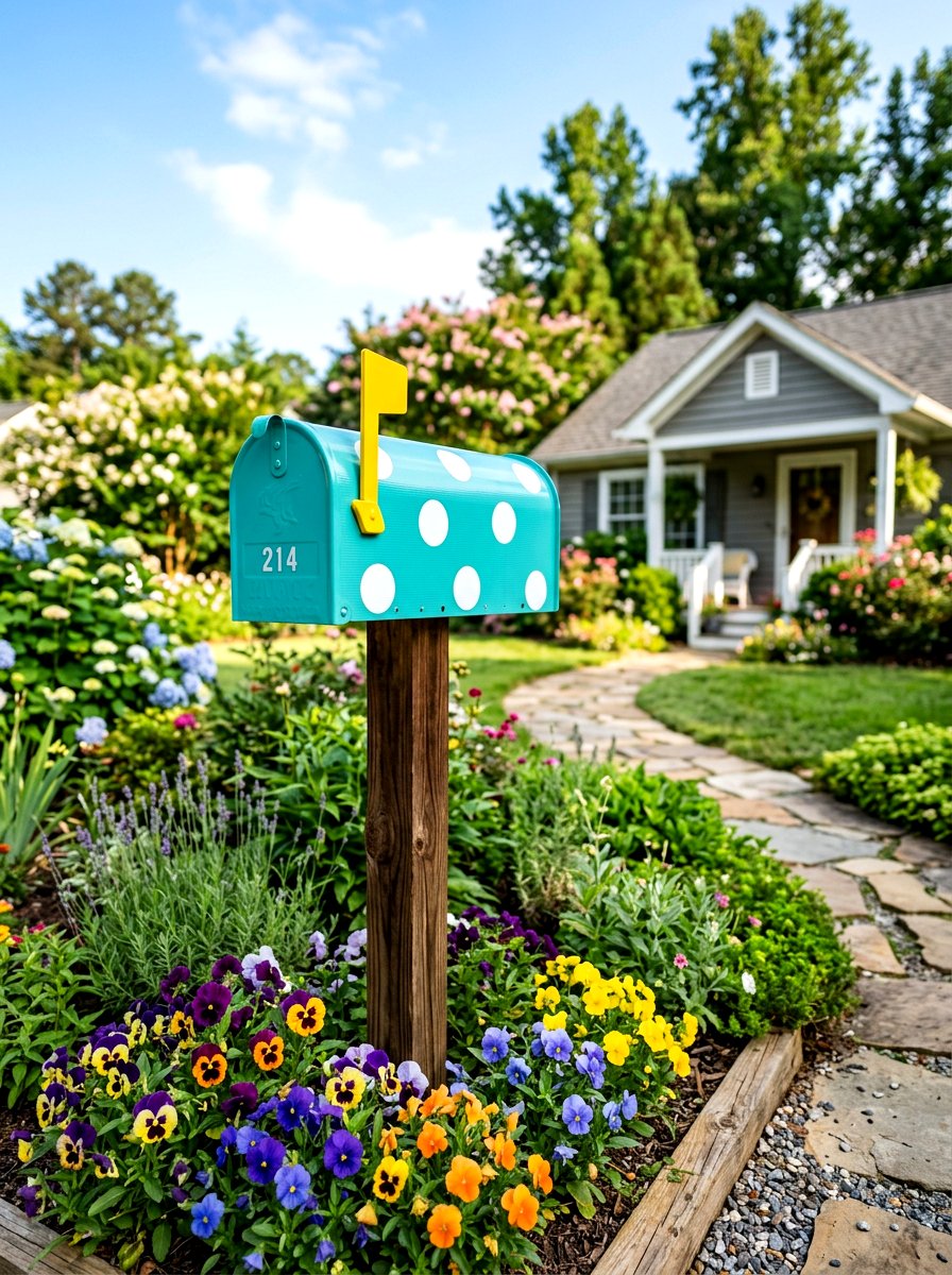 Polka dot mailbox design - 25 Spring Mailbox Decor Ideas