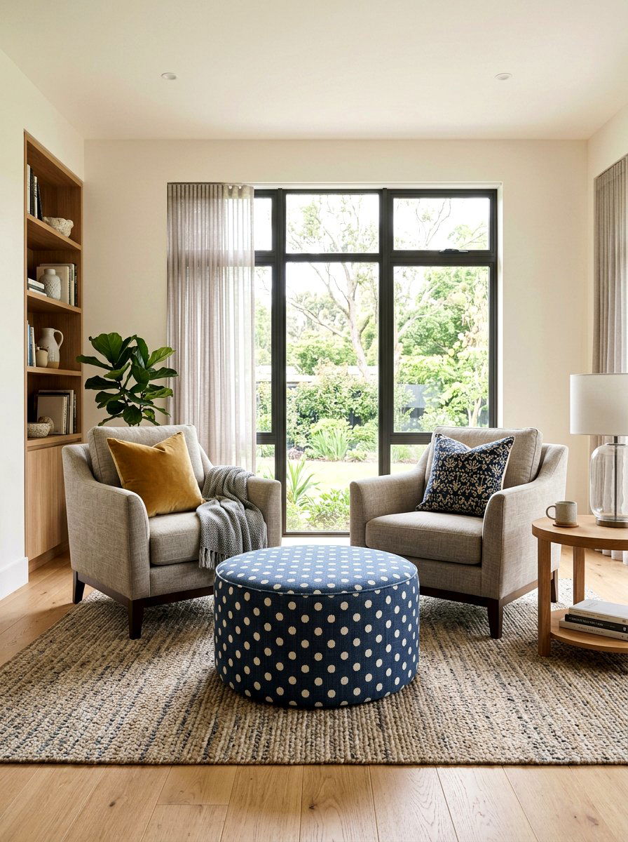 Polka dot ottoman - 25 Spring Polka Dot Decor Ideas