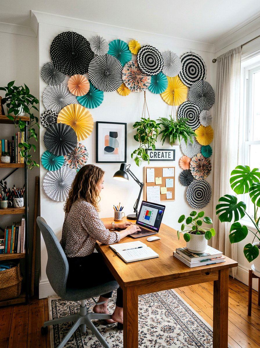 Polka dot paper fan - 25 Spring Paper Fan Decor Ideas