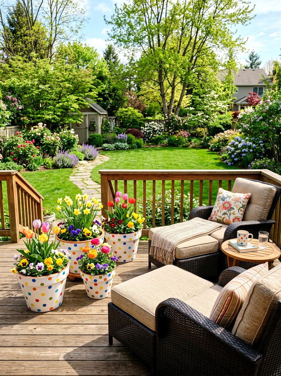 Polka dot planters - 25 Spring Polka Dot Decor Ideas