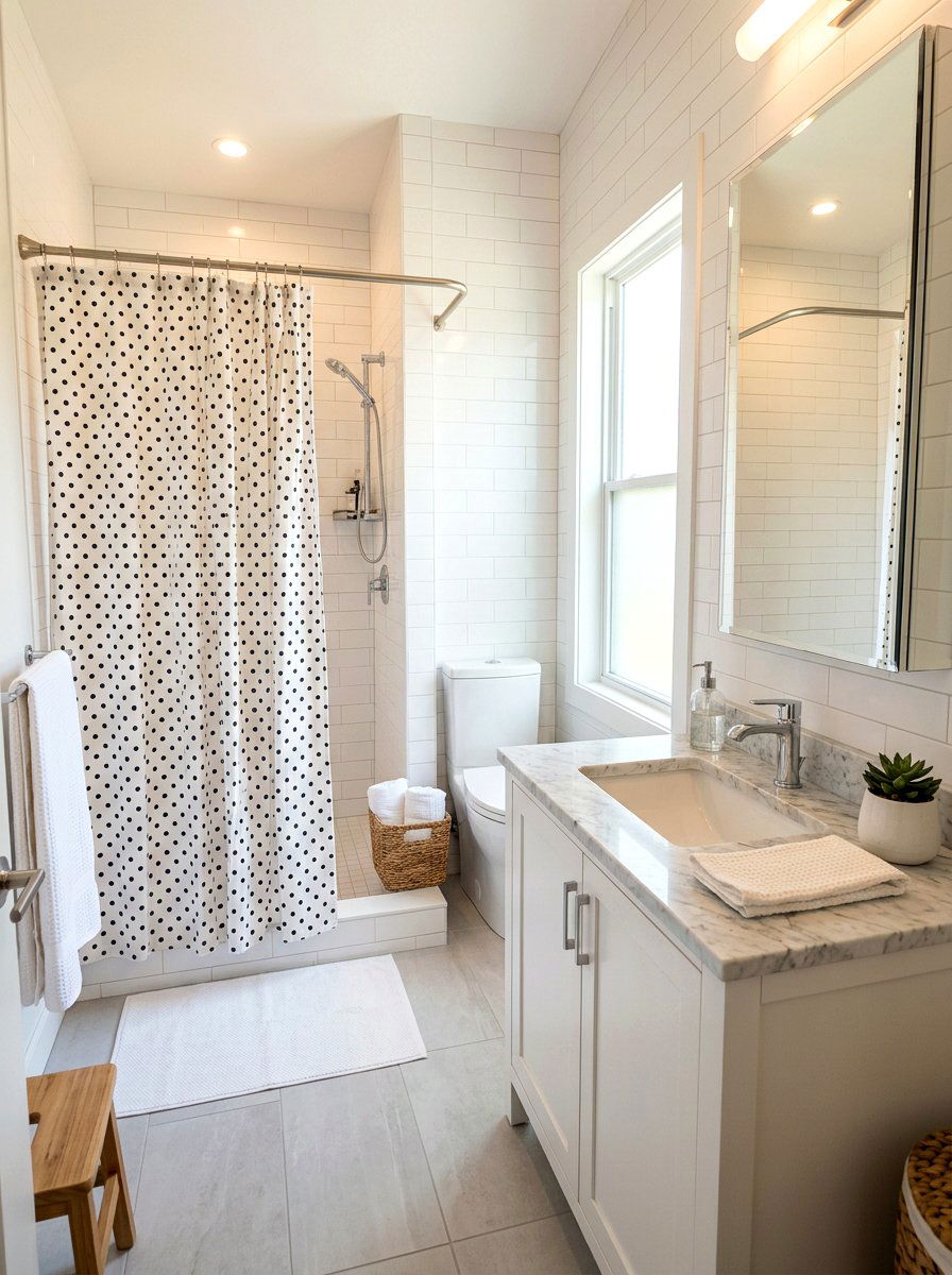 Polka dot shower curtains - 25 Spring Polka Dot Decor Ideas