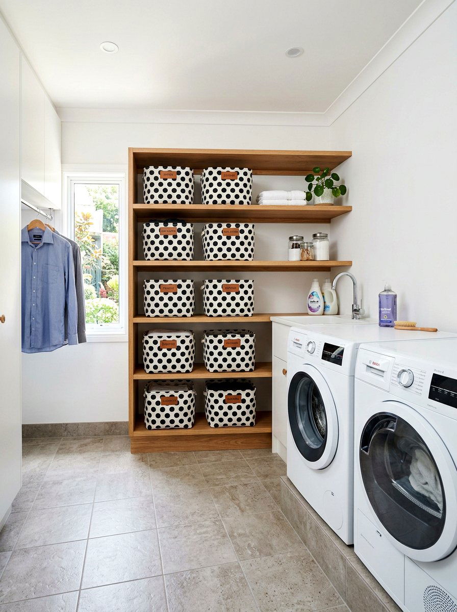 Polka dot storage baskets - 25 Spring Polka Dot Decor Ideas