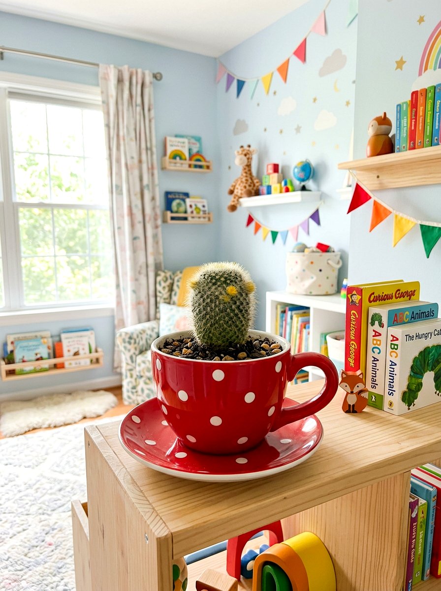 Polka dot teacup planter - 25 Spring Teacup Planter Ideas