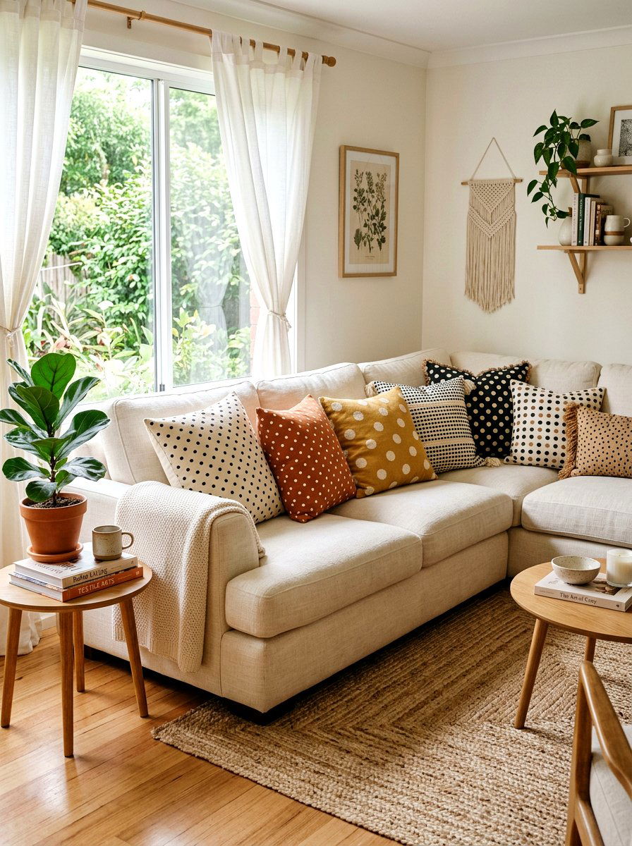 Polka dot throw pillows - 25 Spring Polka Dot Decor Ideas