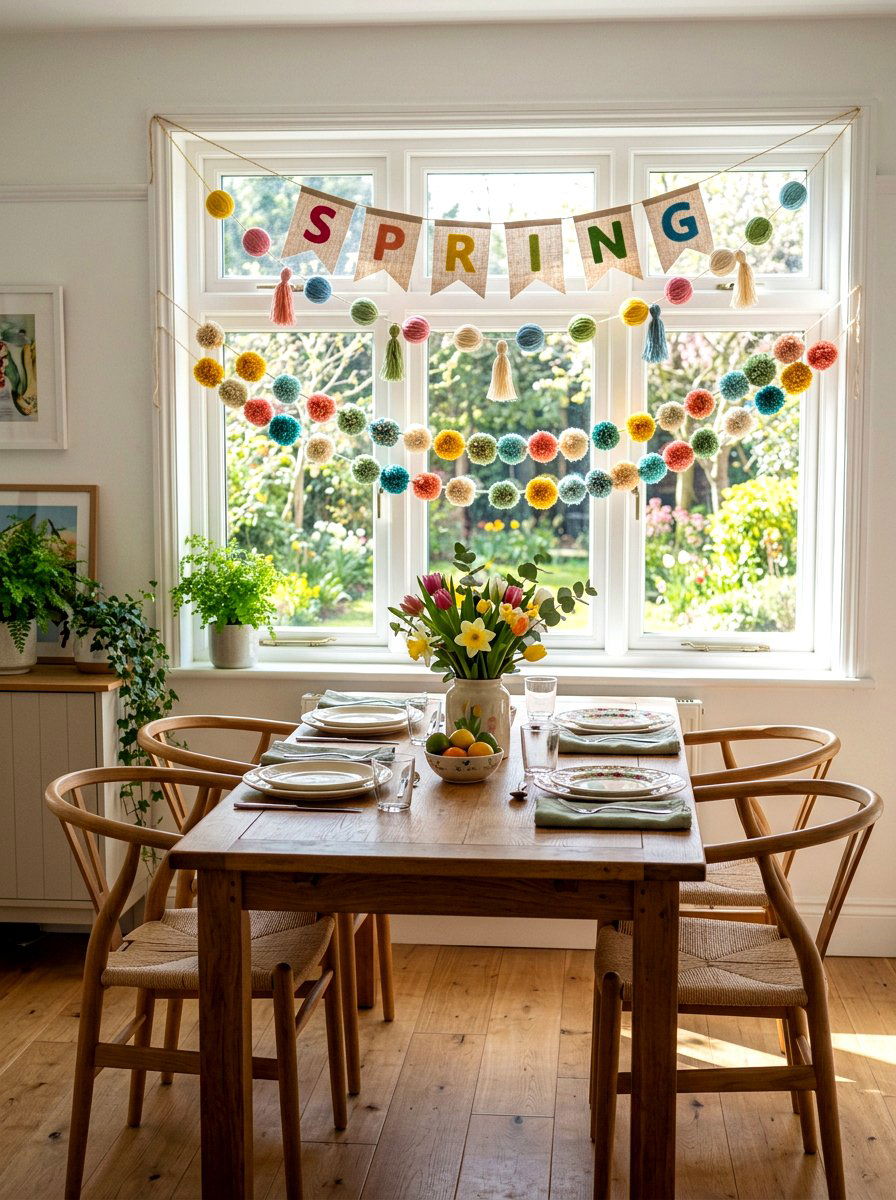 Pom Pom Banner - 25 Spring Pom Pom Decor Ideas