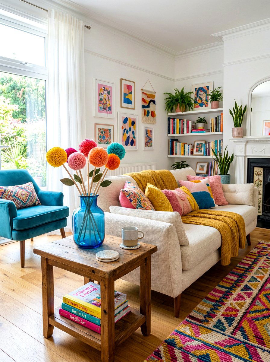 Pom Pom Flowers - 25 Spring Flower Craft Ideas