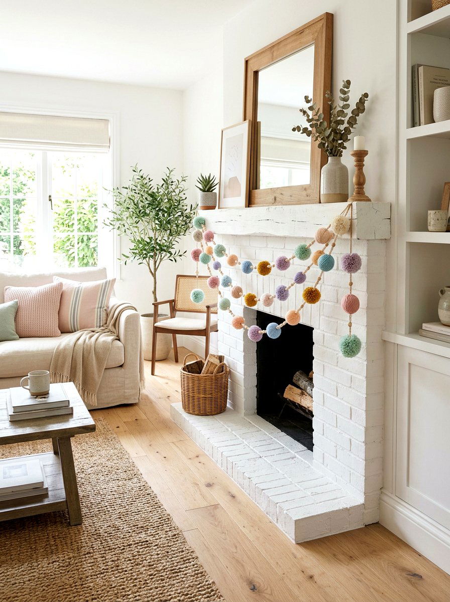 Pom Pom Garland - 25 Spring Pom Pom Decor Ideas