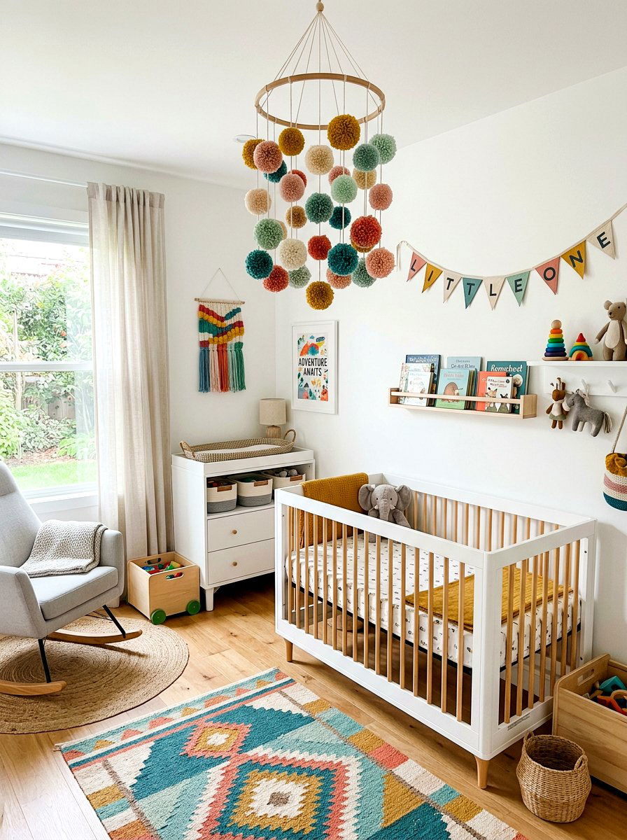 Pom Pom Mobile - 25 Spring Mobile Ideas for Nursery