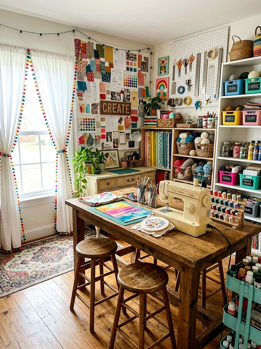 Pom Pom Trim Curtains - 25 Spring Curtain Ideas