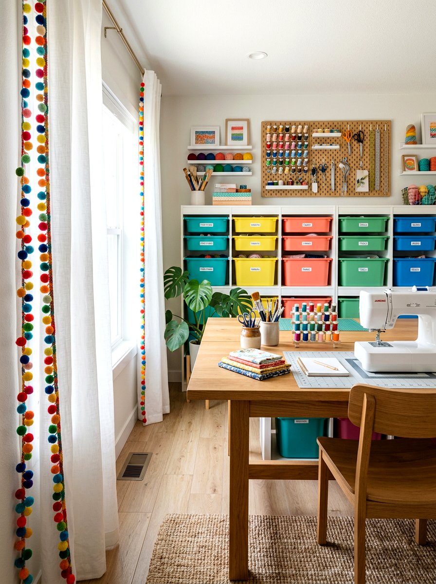 Pom Pom Trim Panel - 25 Spring Window Treatment Ideas