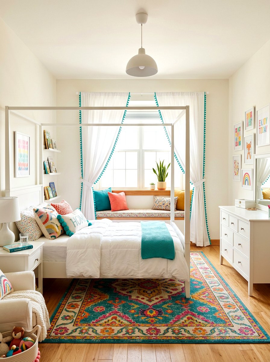 Pom Pom Trim Panels - 25 Spring Bedroom Curtain Ideas