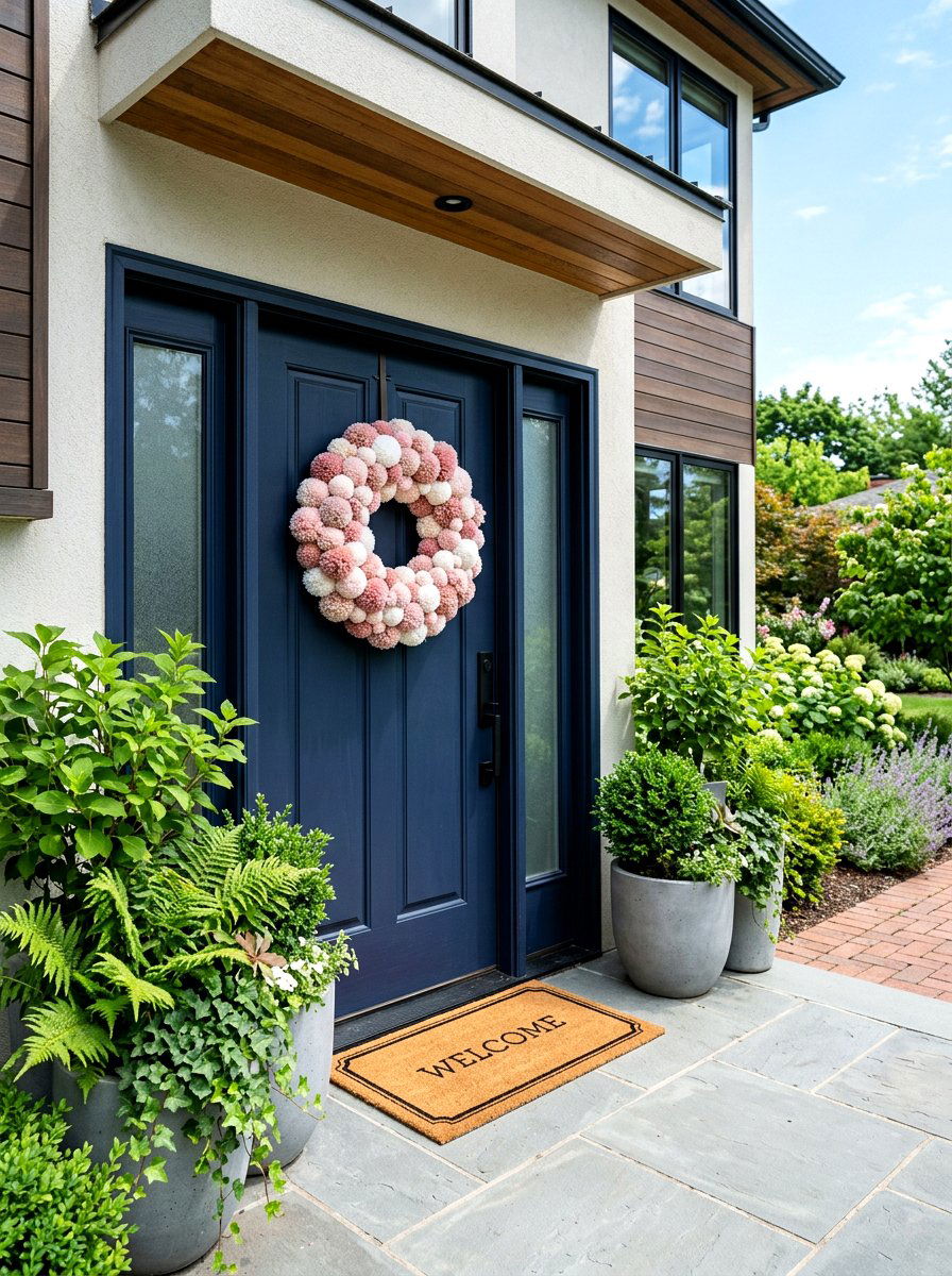 Pom Pom Wreath - 25 Spring Pom Pom Decor Ideas