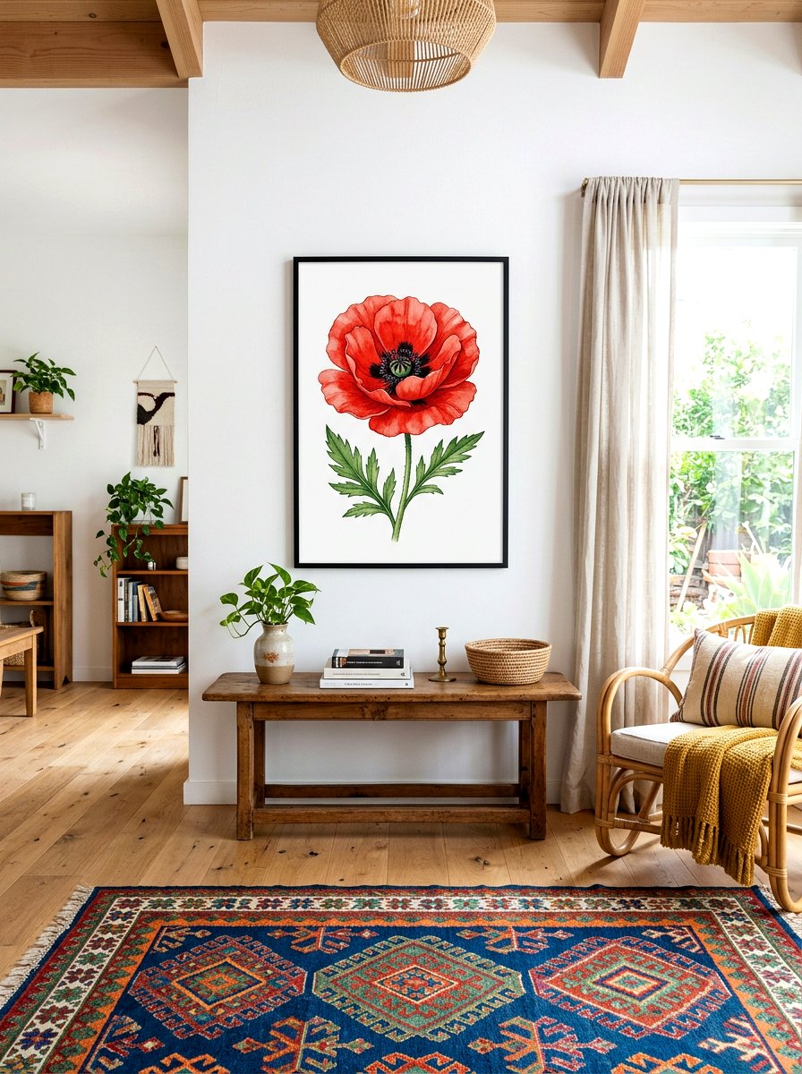 Poppy Flower Print - 25 Spring Floral Wall Art Ideas