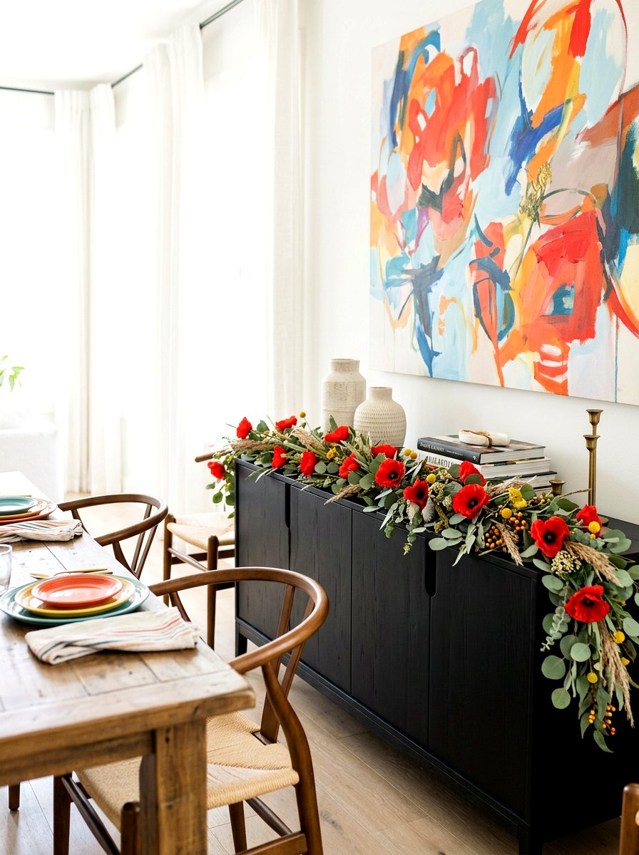 Poppy dining room garland - 25 Spring Flower Garland Ideas