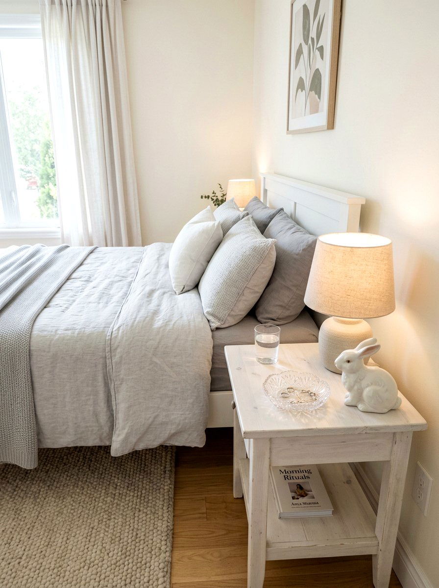 Porcelain Bunny Bedside Table - 25 Spring Bunny Decor Ideas