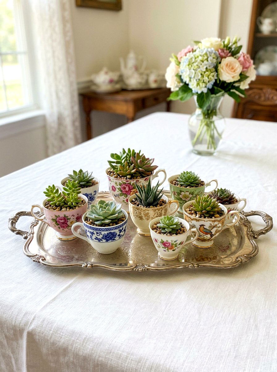 Porcelain Tea Cup Planter - 25 Spring Vintage Planter Ideas