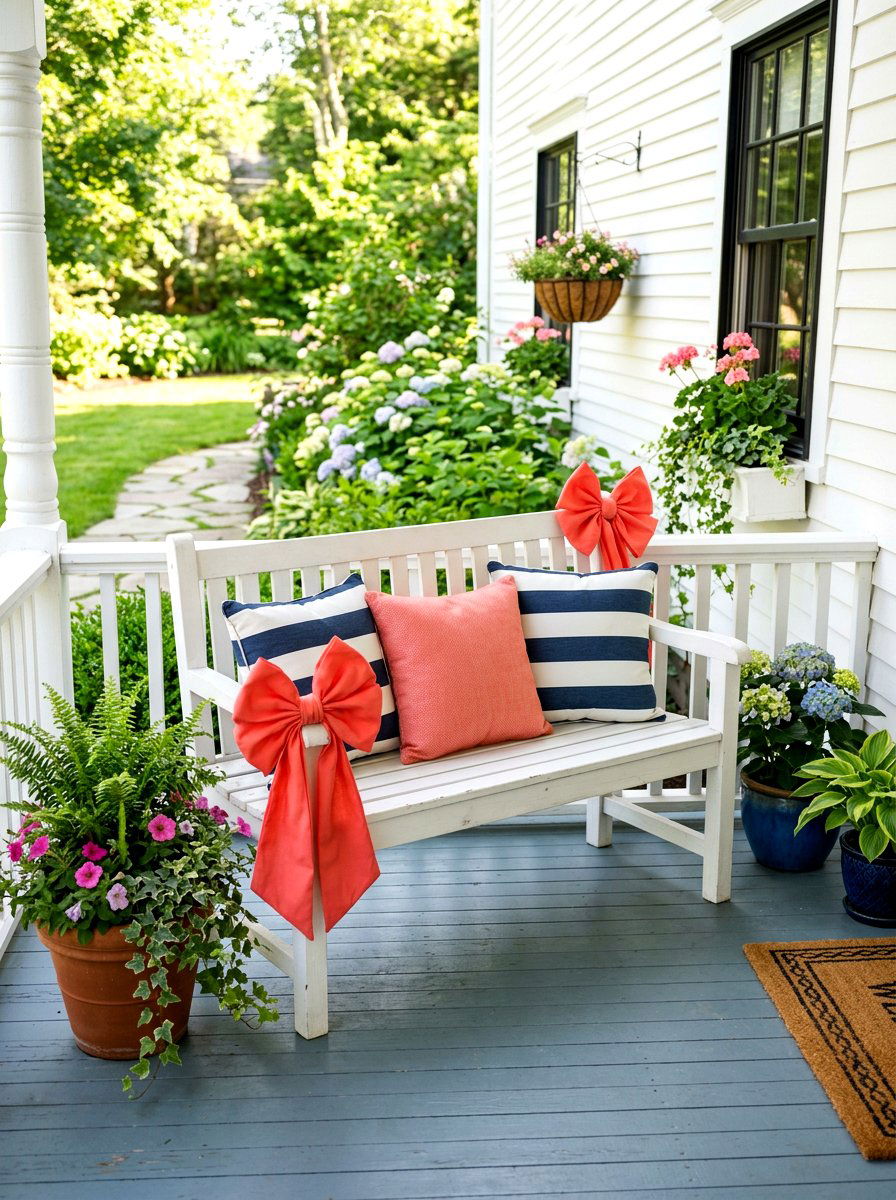 Porch Bench Ribbon - 25 Spring Ribbon Decor Ideas