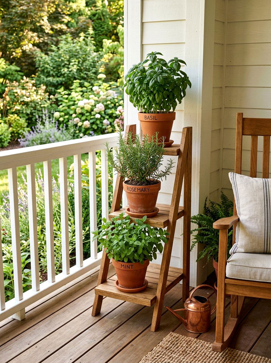 Porch Herb Garden - 25 Spring Front Porch Decor Ideas