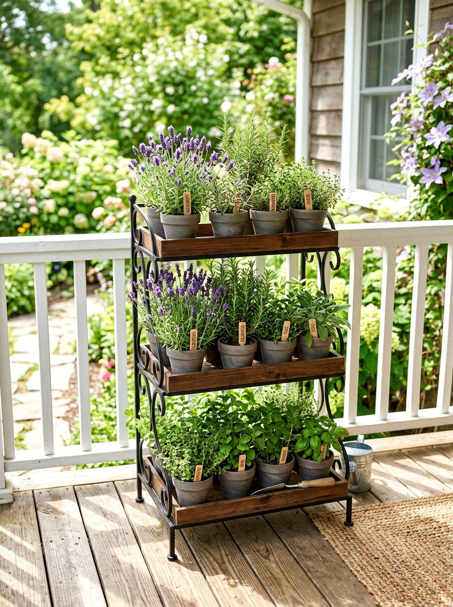 Porch Herb Garden - 25 Front Porch Spring Decor Ideas