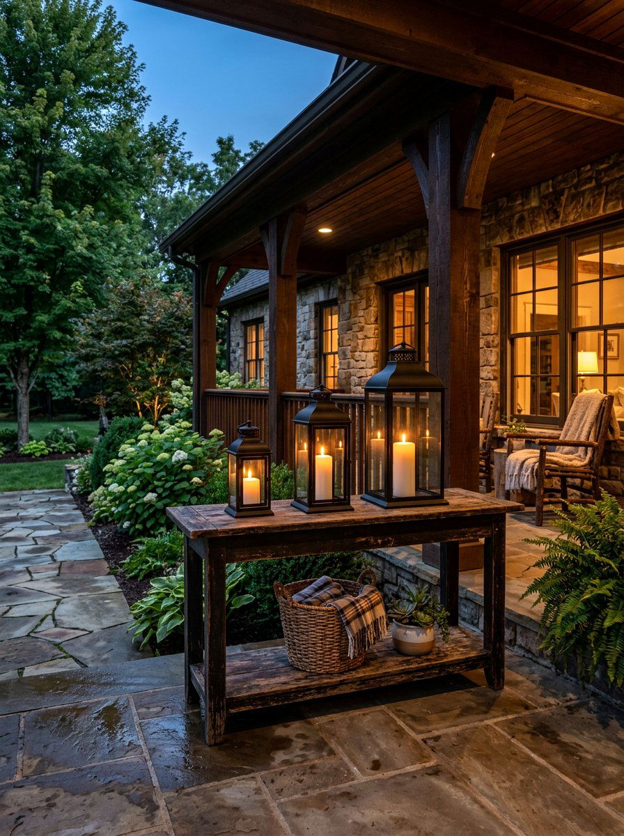 Porch Lantern Display - 25 Spring Patio Door Decor Ideas