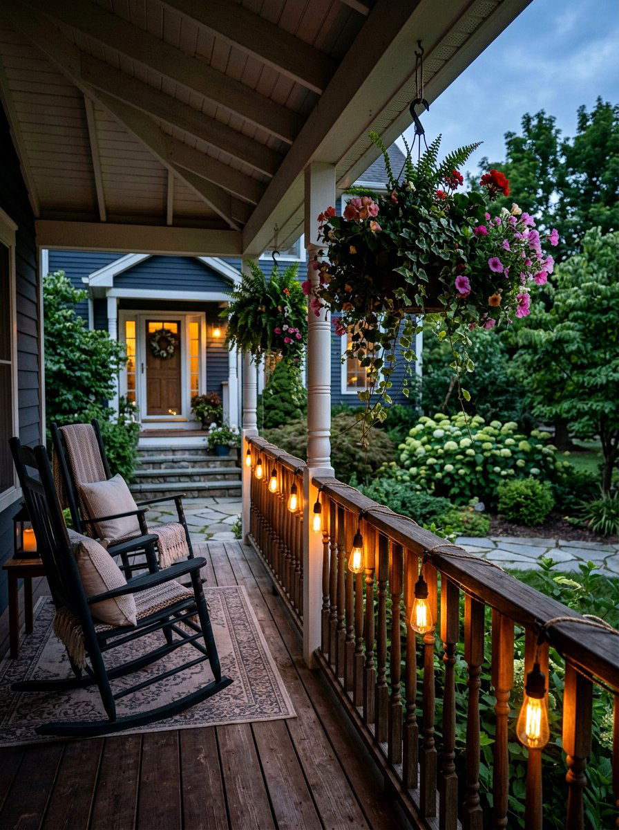 Porch Railing Edison Bulb - 25 Spring String Light Ideas