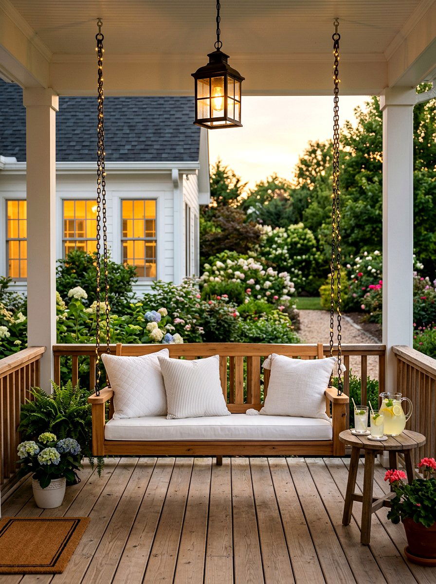 Porch Swing Accent Light - 25 Spring Fairy Light Ideas