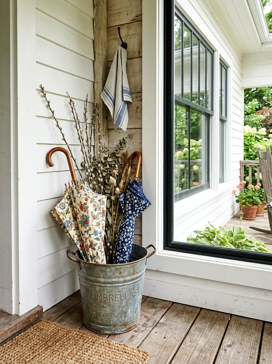 Porch Umbrella Arrangement - 25 Spring Umbrella Decor Ideas