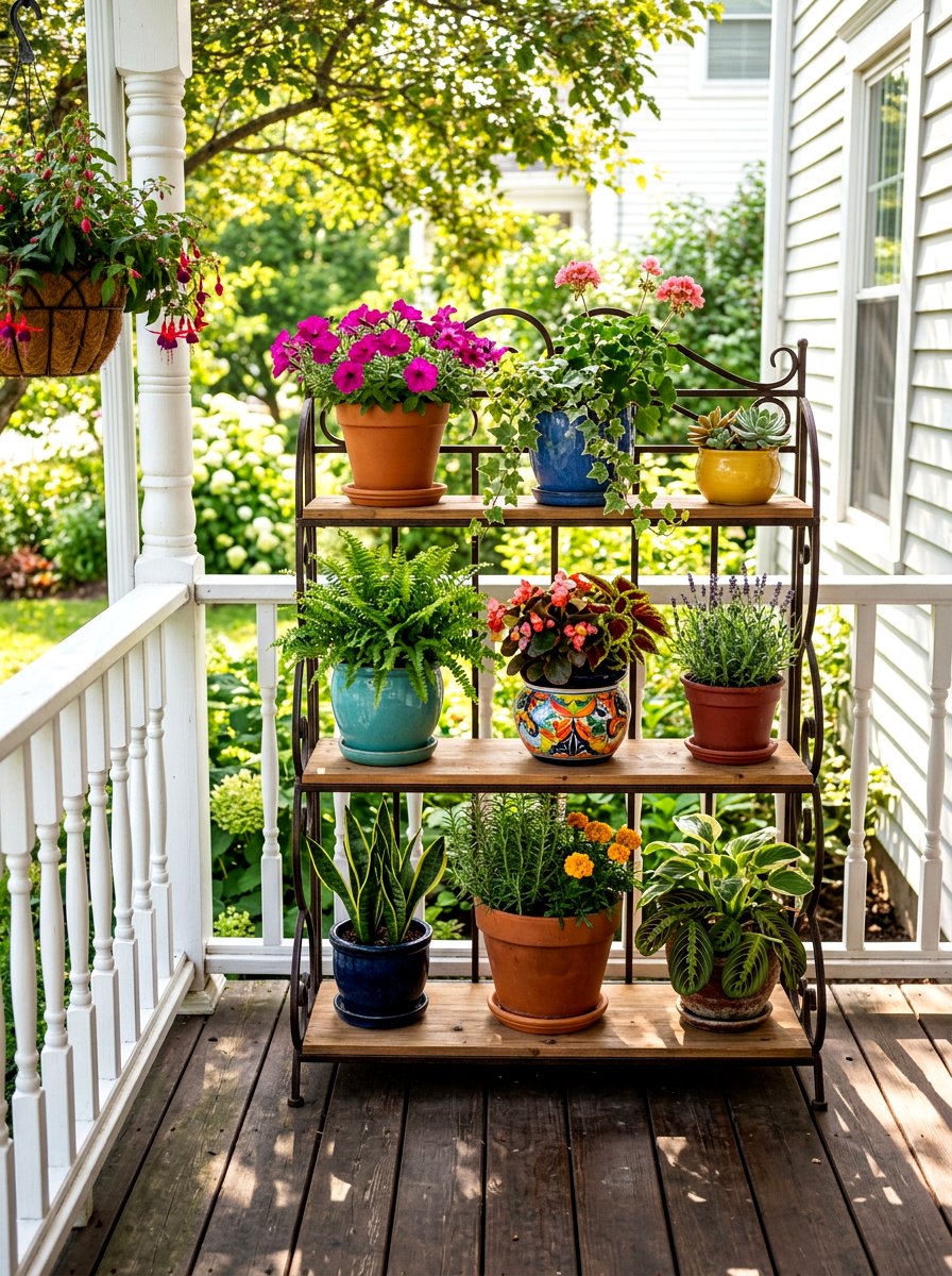 Porch plant stand - 25 Outdoor Spring Decor Ideas for Front Porch