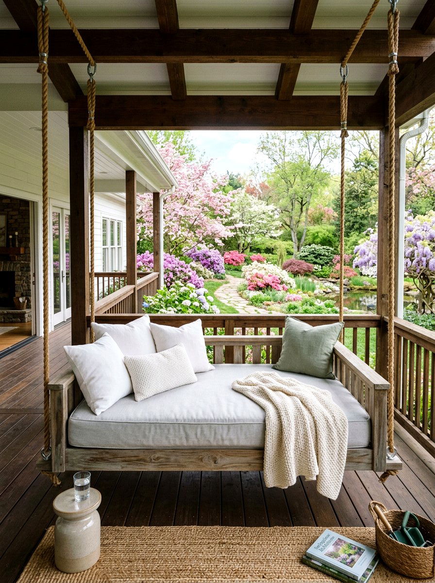 Porch swing bed - 25 Spring Back Porch Decor Ideas
