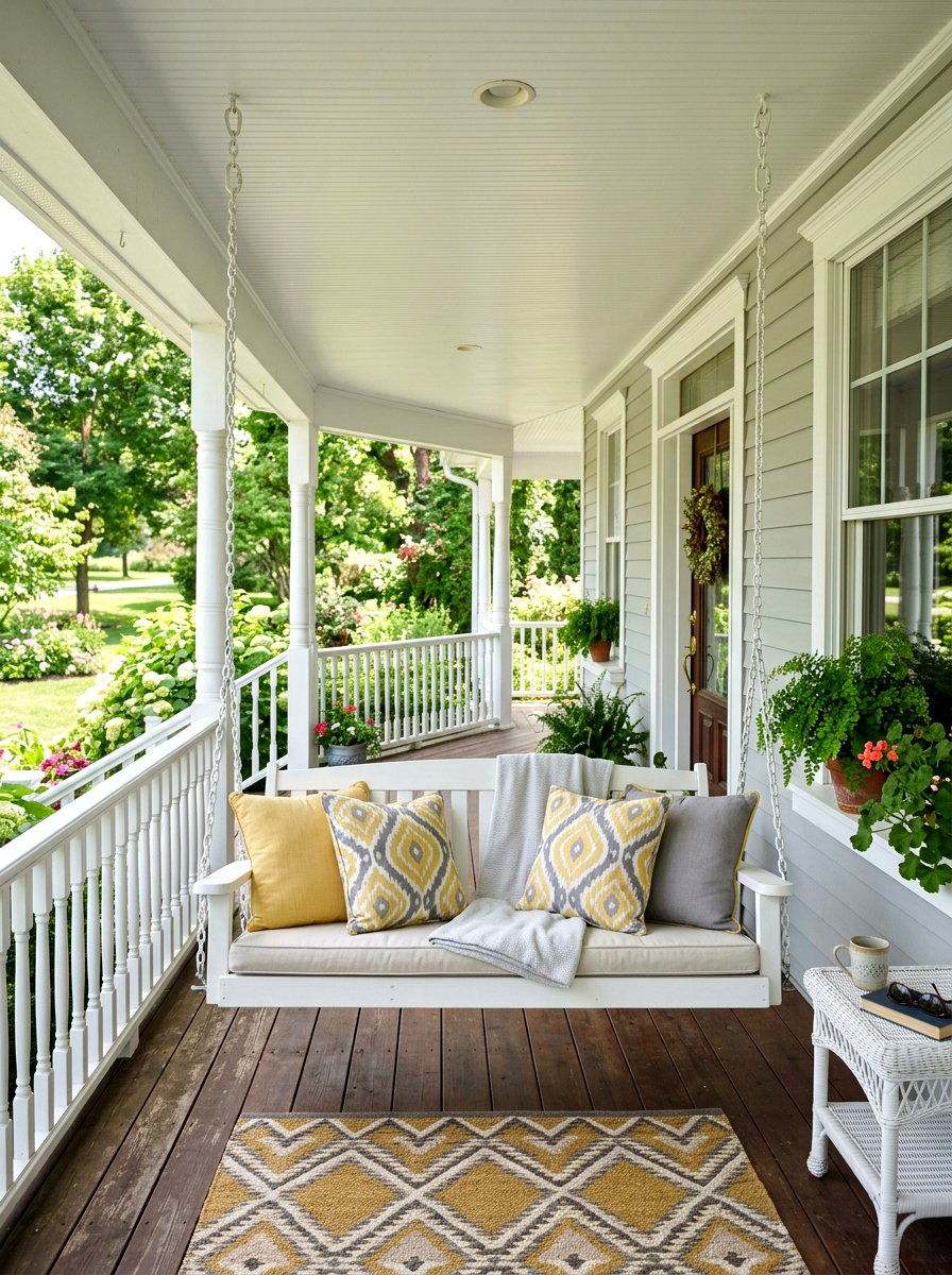 Porch swing setup - 25 Spring Porch Corner Decor Ideas