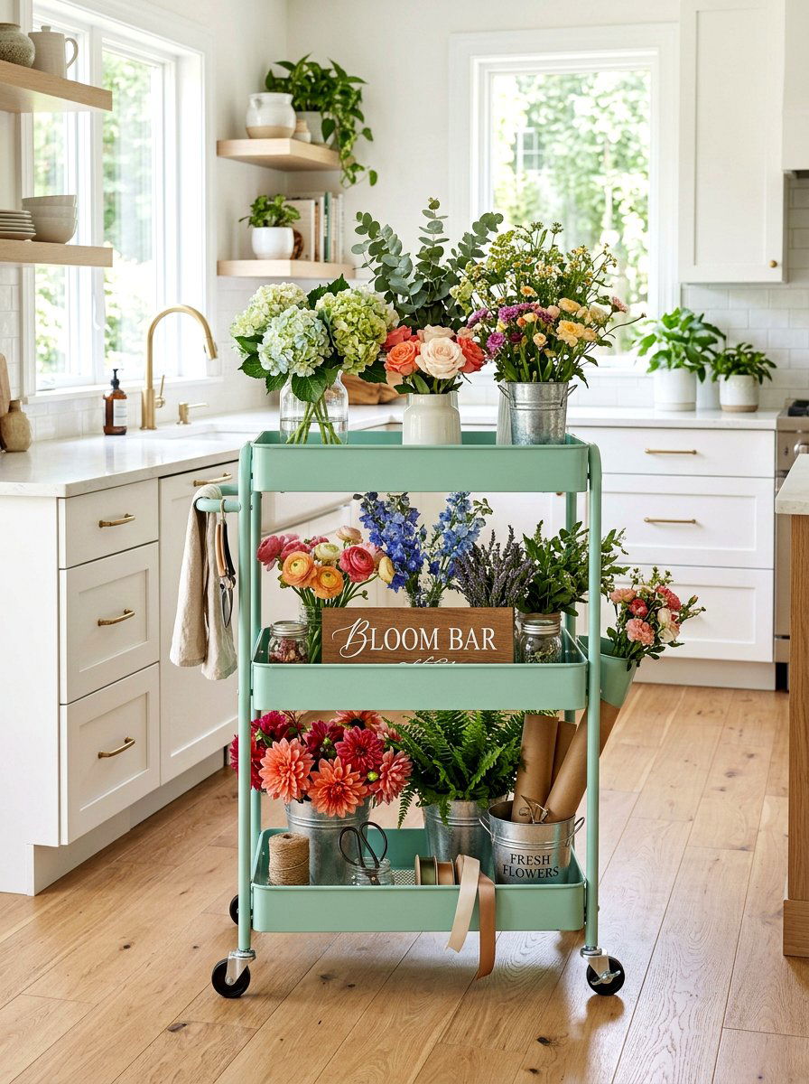 Portable rolling cart - 25 Spring Bloom Bar Ideas