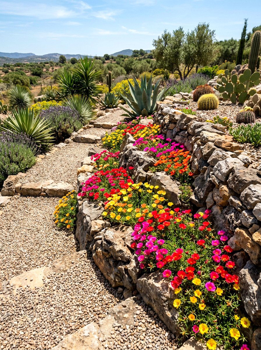Portulaca Rock Garden - 25 Spring Annual Flower Ideas