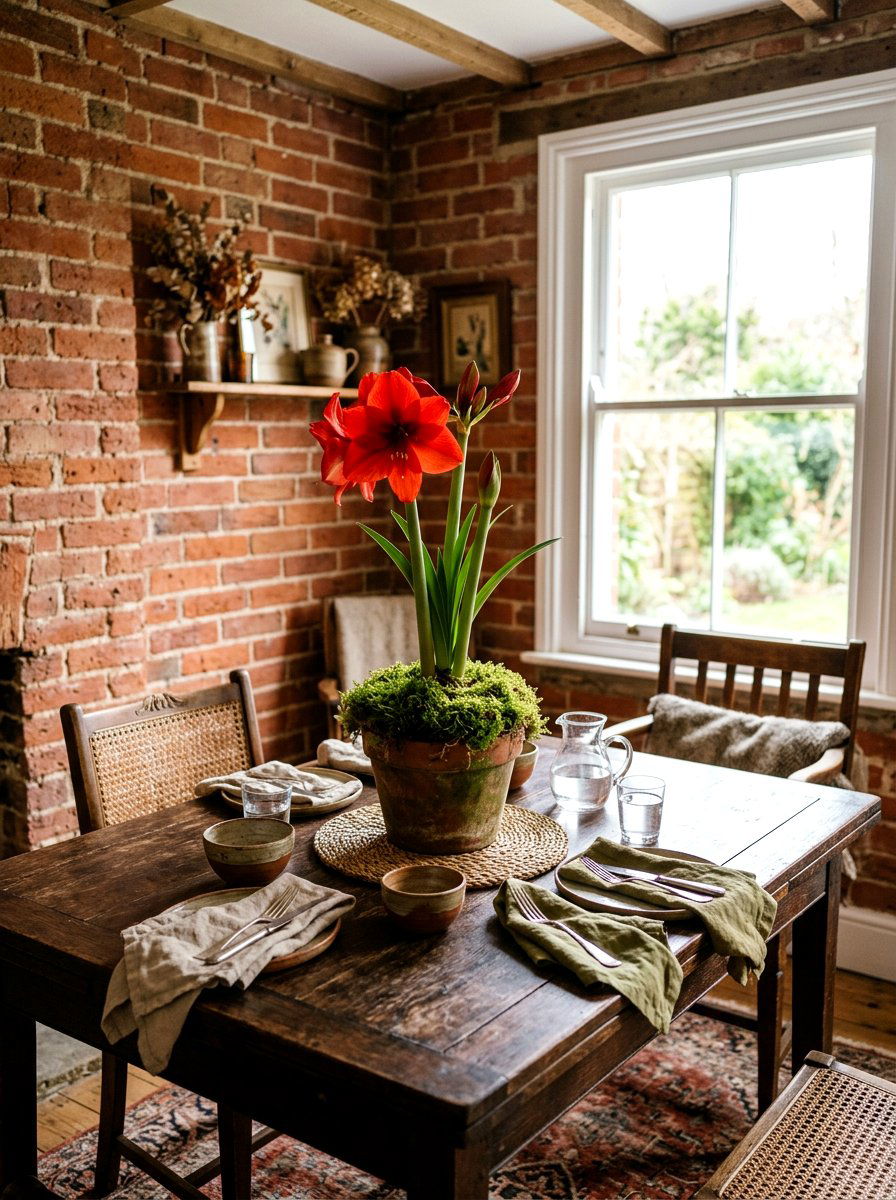 Potted Amaryllis With Moss - 25 Spring Amaryllis Ideas