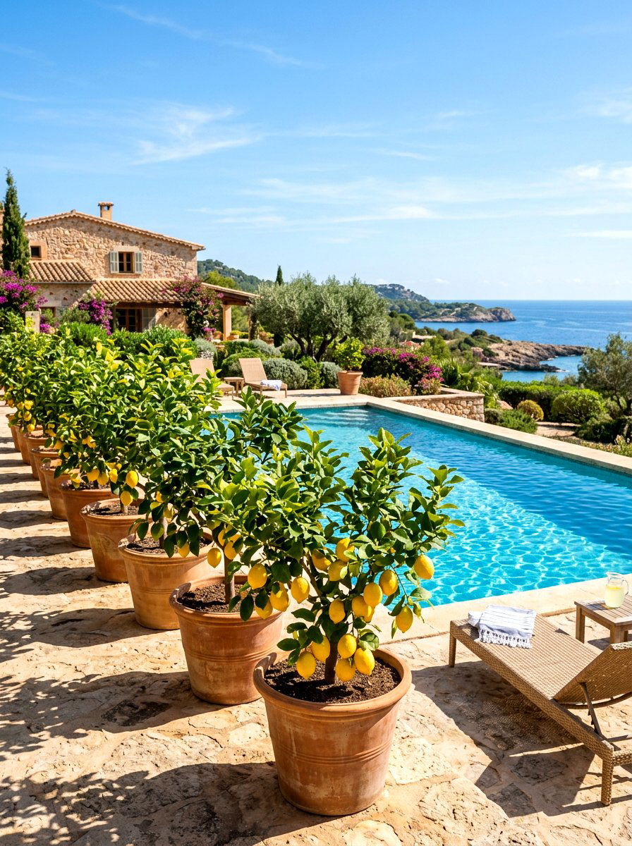 Potted Citrus Tree - 25 Spring Poolside Decor Ideas