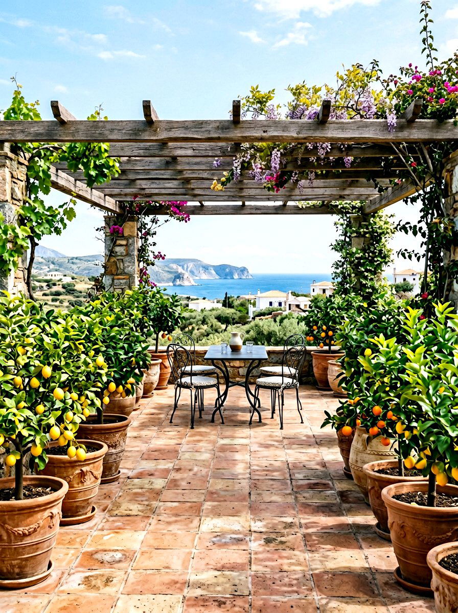 Potted Citrus Trees - 25 Spring Pergola Decor Ideas