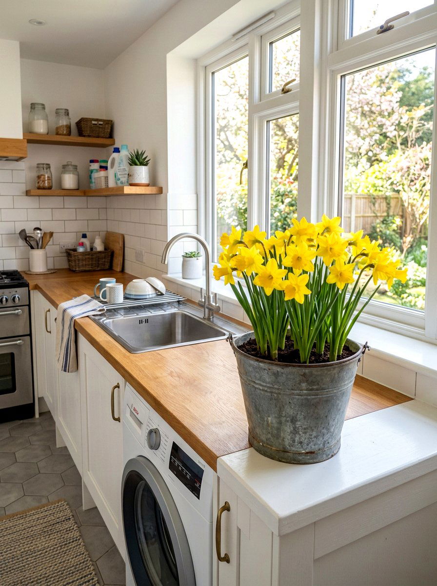 Potted Daffodils - 25 Spring Kitchen Windowsill Decor Ideas