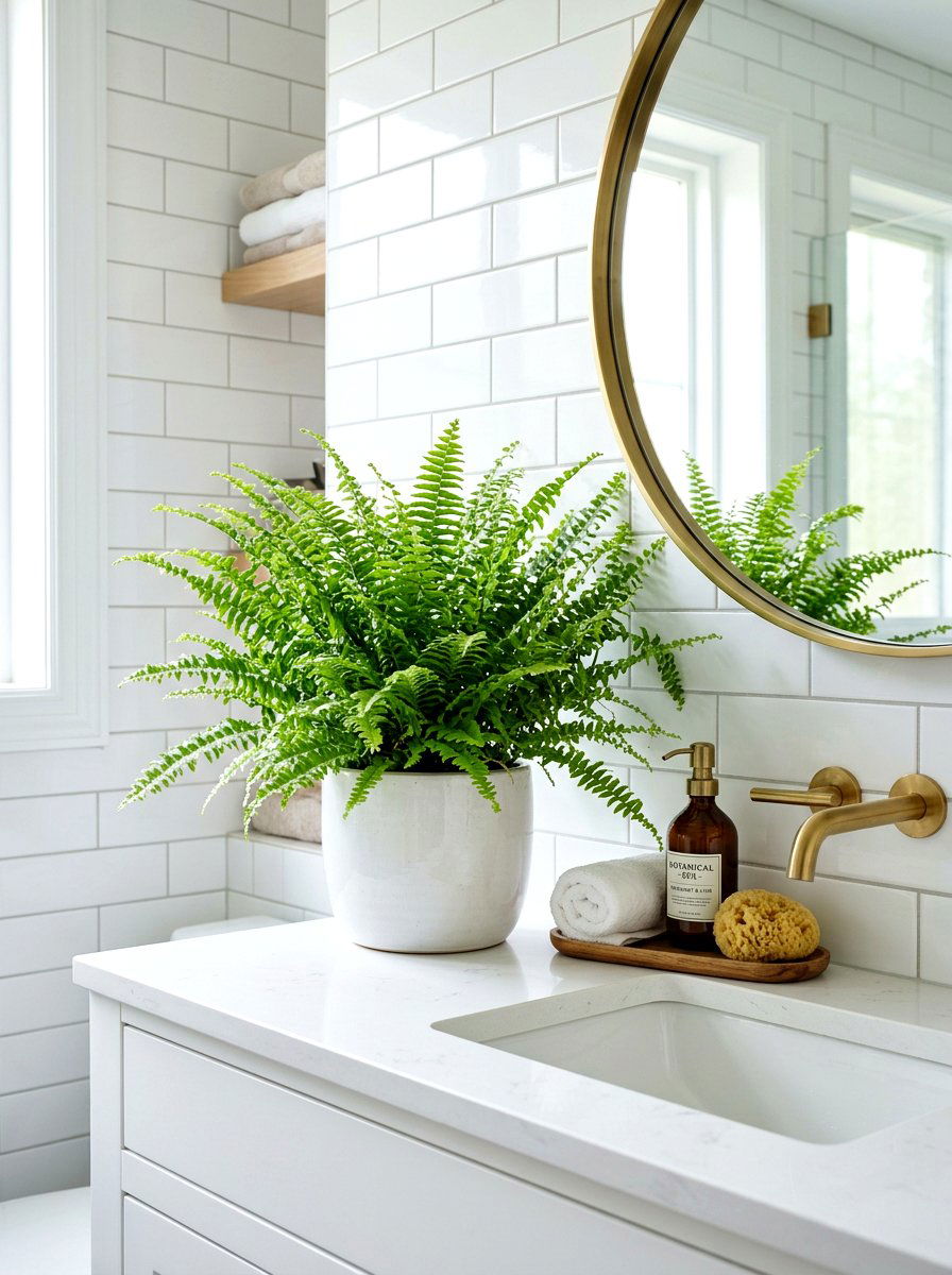 Potted Fern Bathroom - 25 Spring Bathroom Counter Decor Ideas