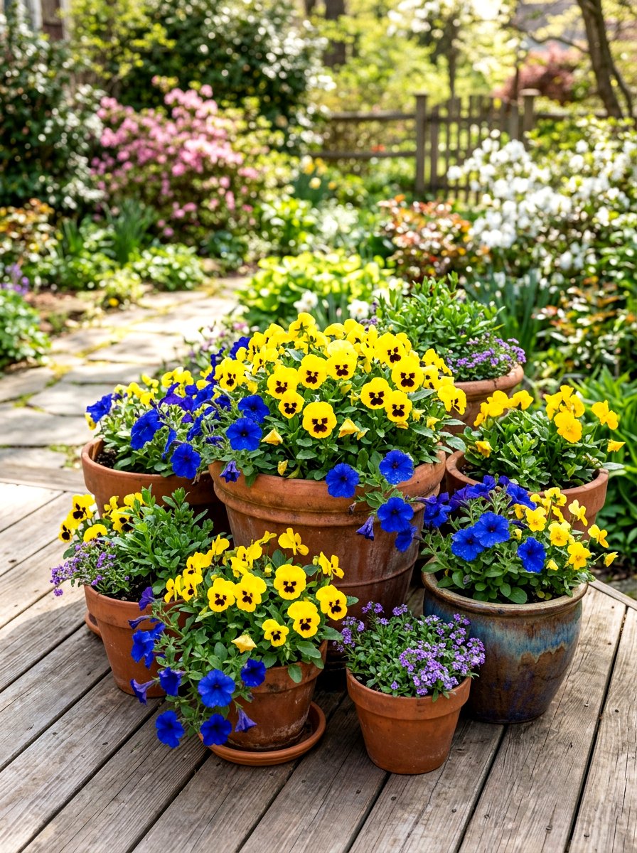 Potted Flower Arrangement - 25 Spring Garden Nook Decor Ideas