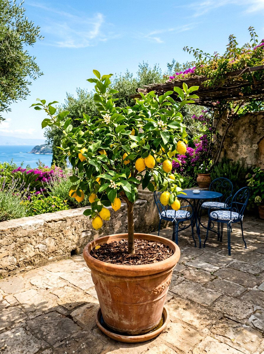 Potted Fruit Tree - 25 Spring Small Balcony Decor Ideas