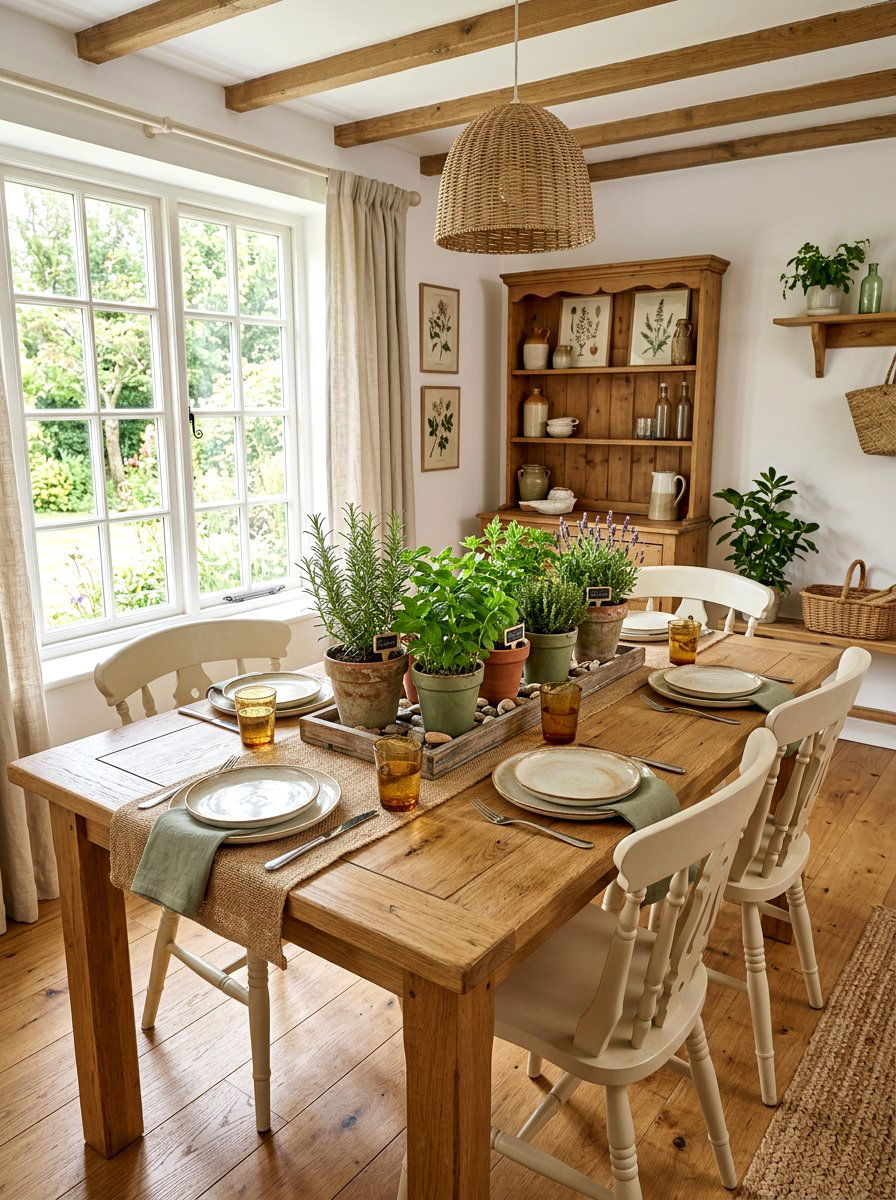 Potted Herb Centerpiece - 25 Spring Dinner Party Table Ideas