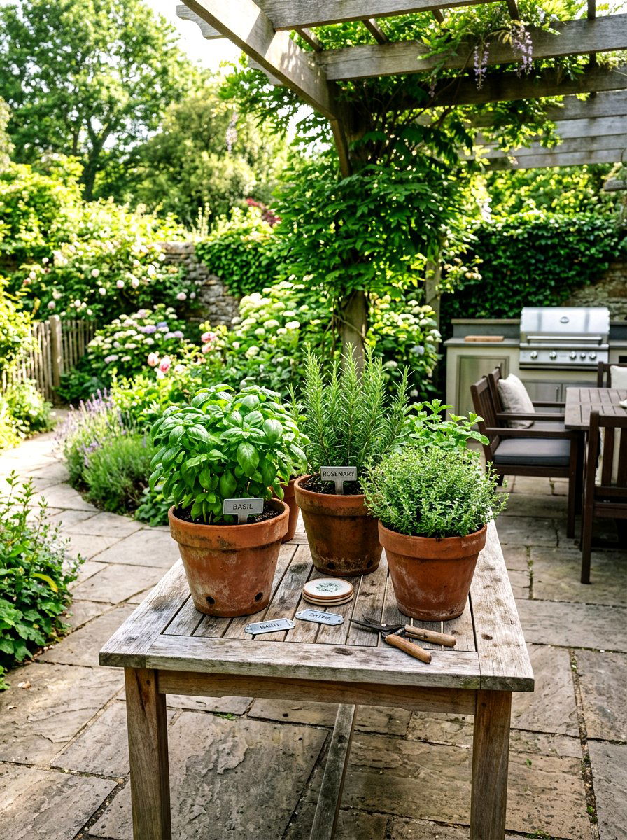 Potted Herb Garden - 25 Spring Kitchen Table Arrangement Ideas