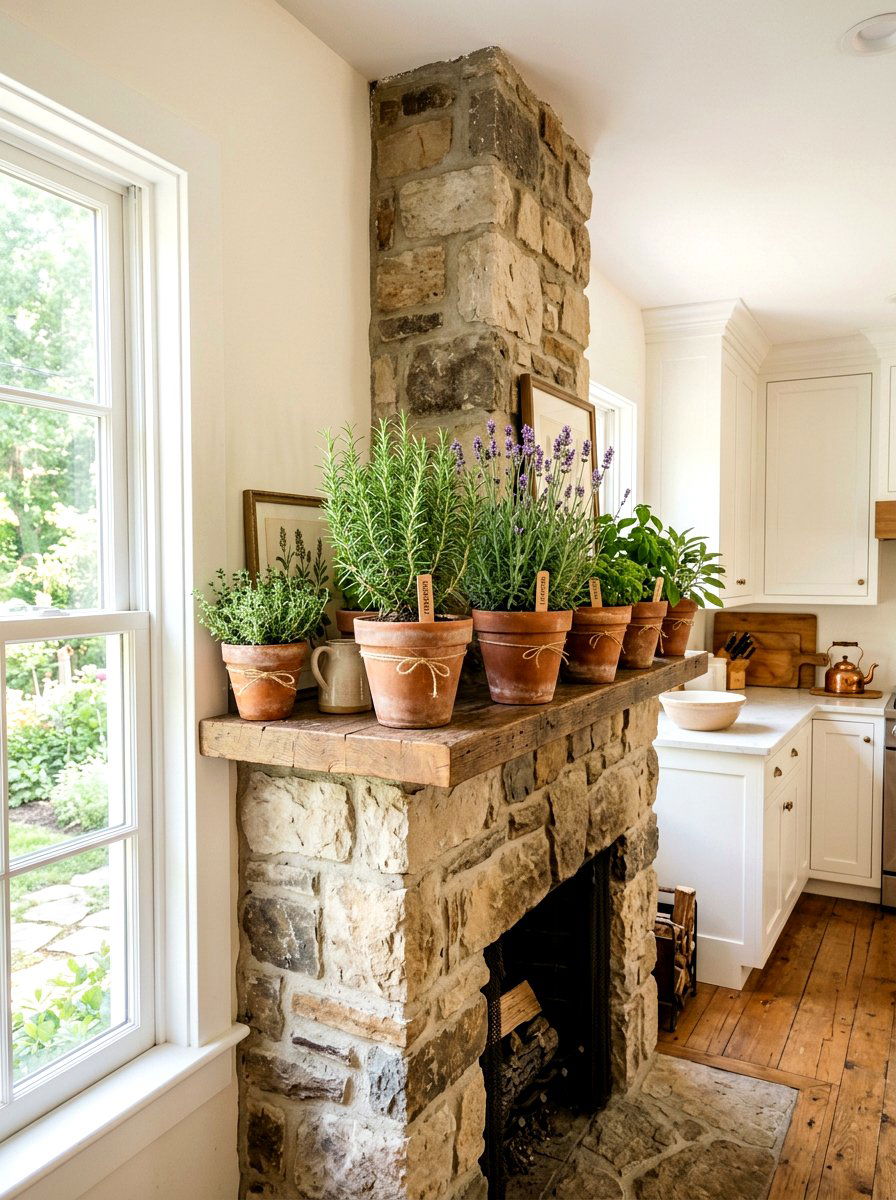 Potted Herb Garden - 25 Spring Mantel Arrangement Ideas