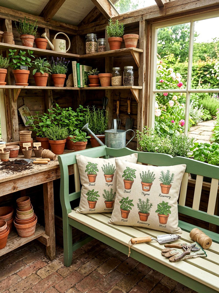 Potted Herb Print Pillow - 25 Spring Pillow Ideas